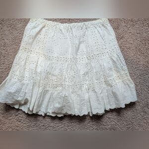 Altar' d Estate white cotton eyelet tiered mini skirt